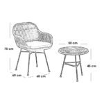 ⁦طقم أثاث خارجي راتان حديد 3 قطع - بيج و أسود⁩ - الصورة ⁦2⁩